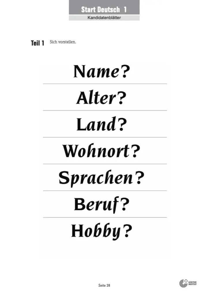 almanca sprechen sınavı goethe teil 1